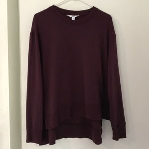 Cozy purple loungewear sweatshirt.